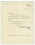Winston Churchill Letter Signed Regarding the Death of WWII Admiral Andrew Cunningham